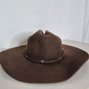 MHT Westerns Vintage Brown 3X Beaver Blend Pinched Crown Texas Ranger Hat 7 1/8